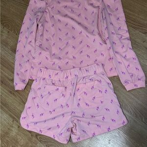 Lilly Pulitzer Pink Pajama Set with Purple Floral Print